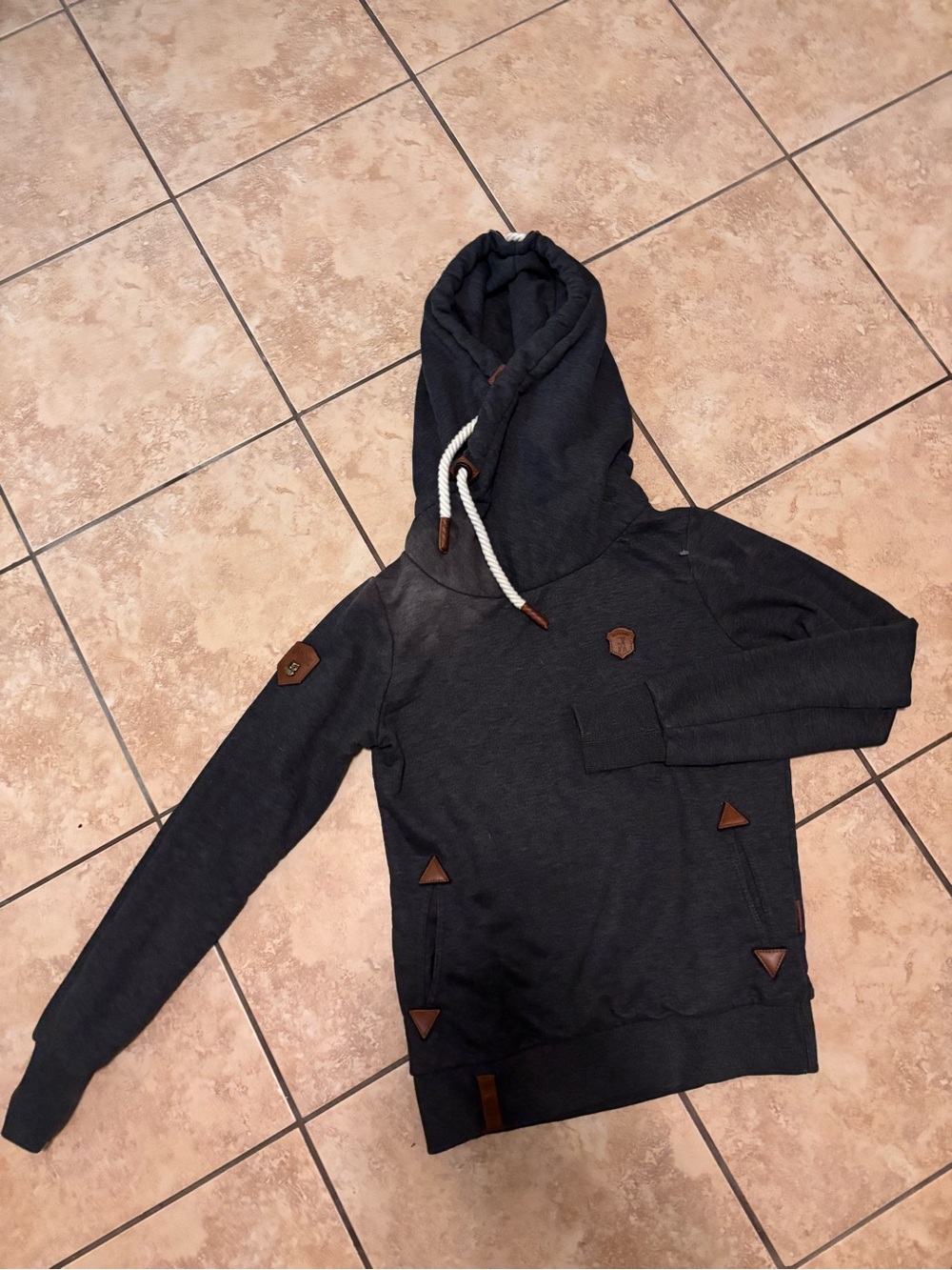 Naketano Men's Dark Charcoal Hooded Turtleneck Pullover